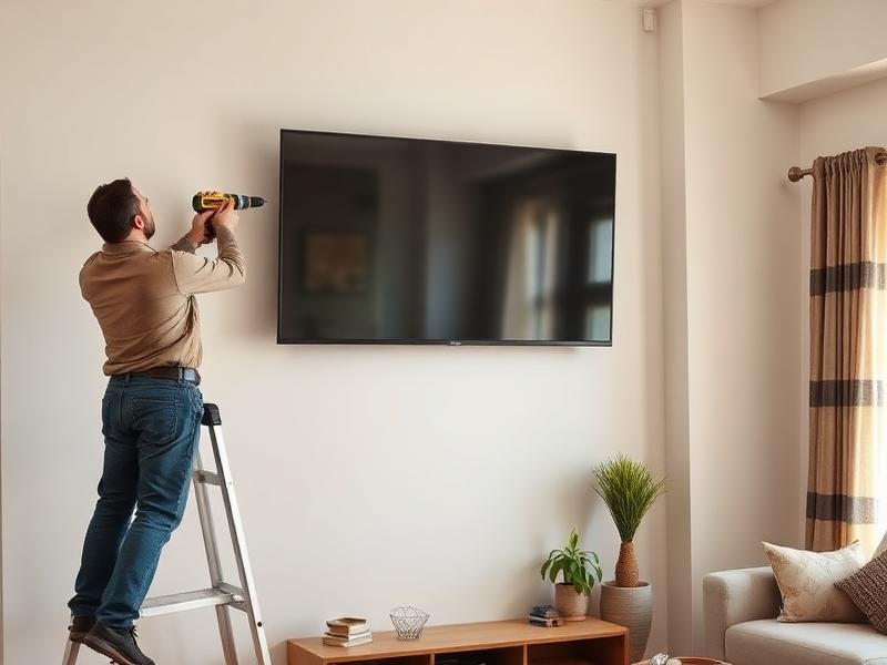 TV Installation / Setup Problems — television being checked by a repair technician